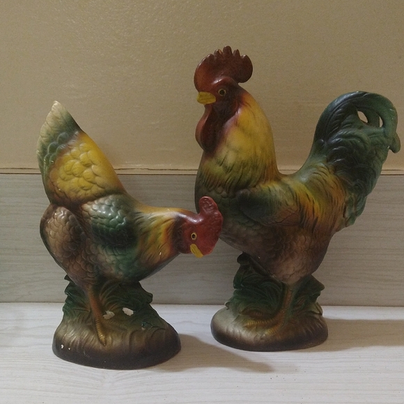 Vintage Pair Of 2 Rossini Japan Roosters - Picture 1 of 8